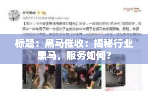 标题：黑马催收：揭秘行业黑马，服务如何？