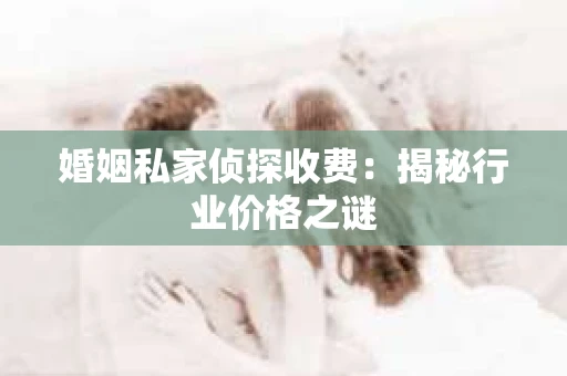 婚姻私家侦探收费：揭秘行业价格之谜